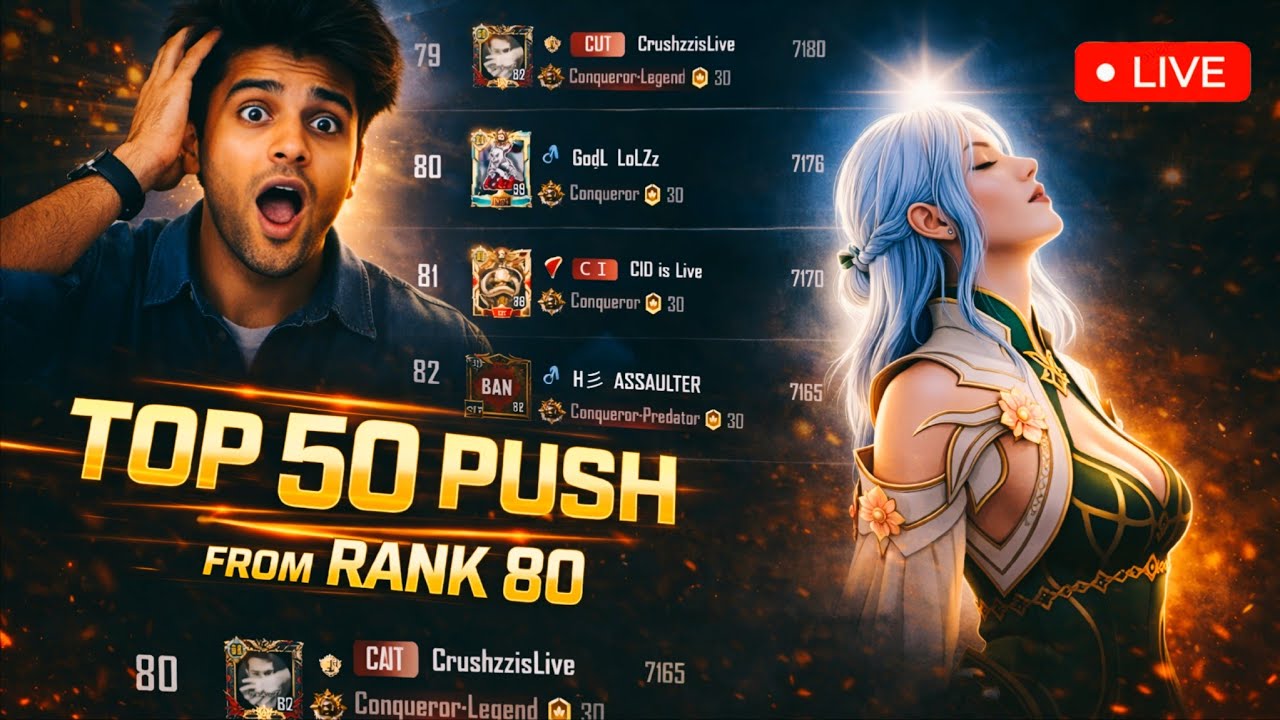 TOP 50 RANKPUSH WITH LOW-END DEVICE | PUBG/BGMI TOP 50 CONQUEROR GAMEPLAY 