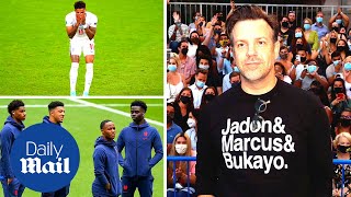 Ted Lasso star Jason Sudeikis supports England's Saka, Sancho and Rashford at premiere