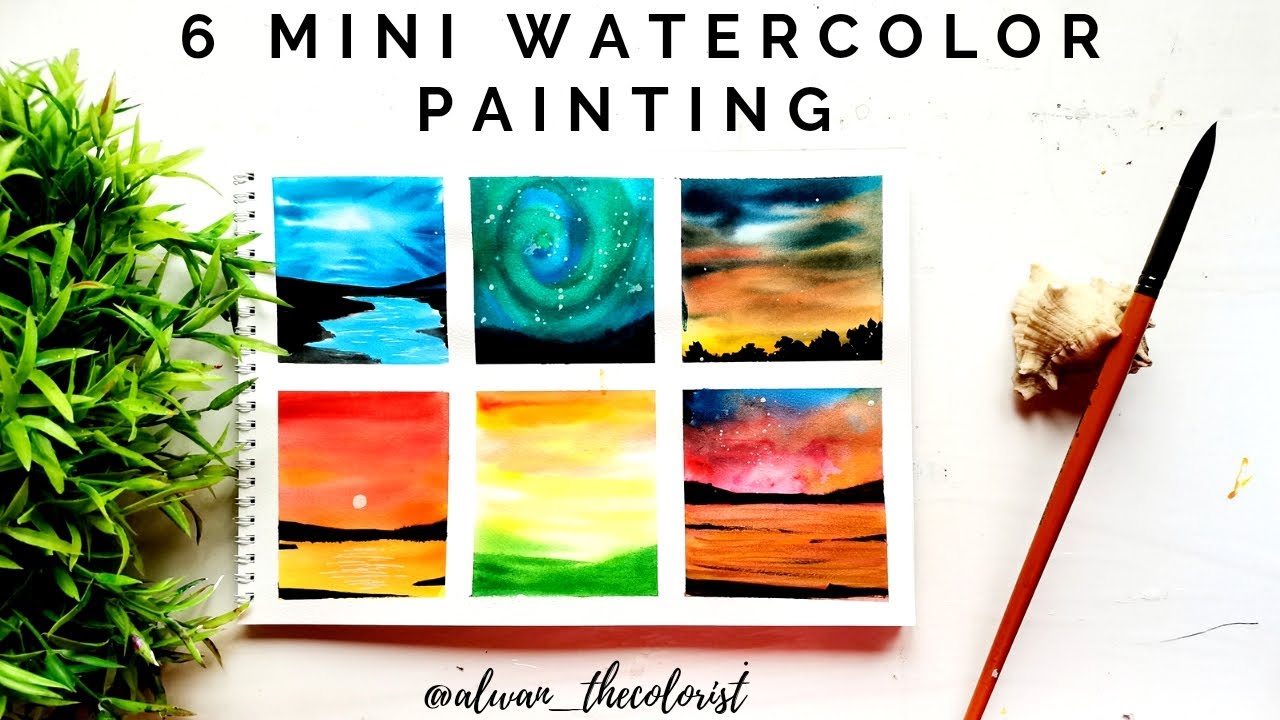 6 Easy Mini Watercolor Paintings By ALWAN_THECOLORIST YouTube