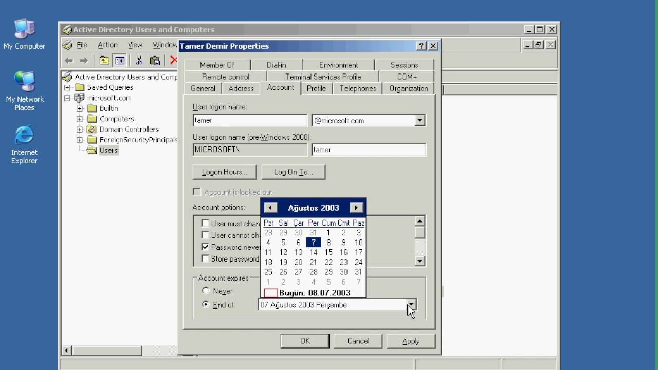 Windows Server 2003 Active Directory Users and Computer Management ...