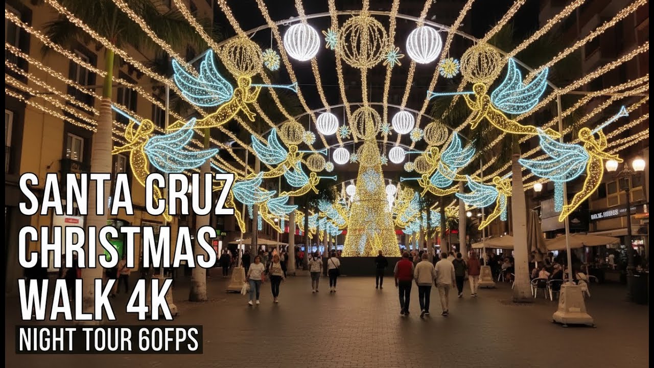Tenerife Christmas Night: A Magical 4K60FPS Walking Tour!