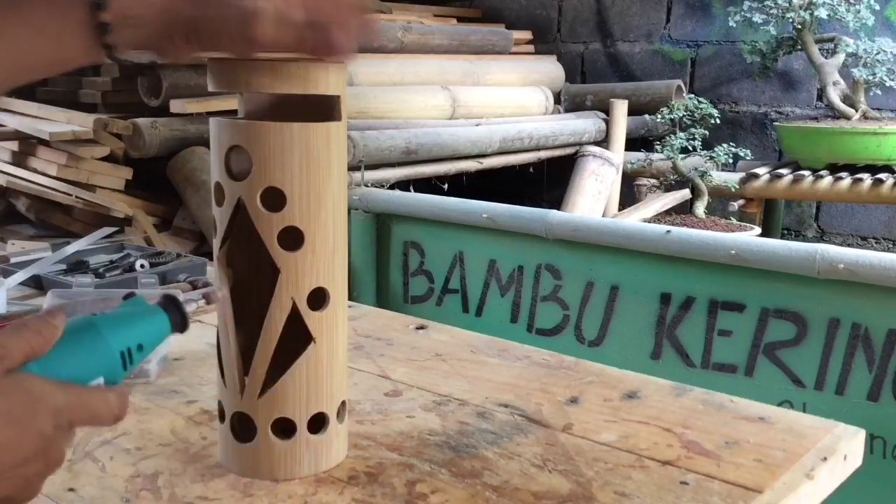  Kerajinan  Bambu Membuat Lampu Hias  Meja  YouTube