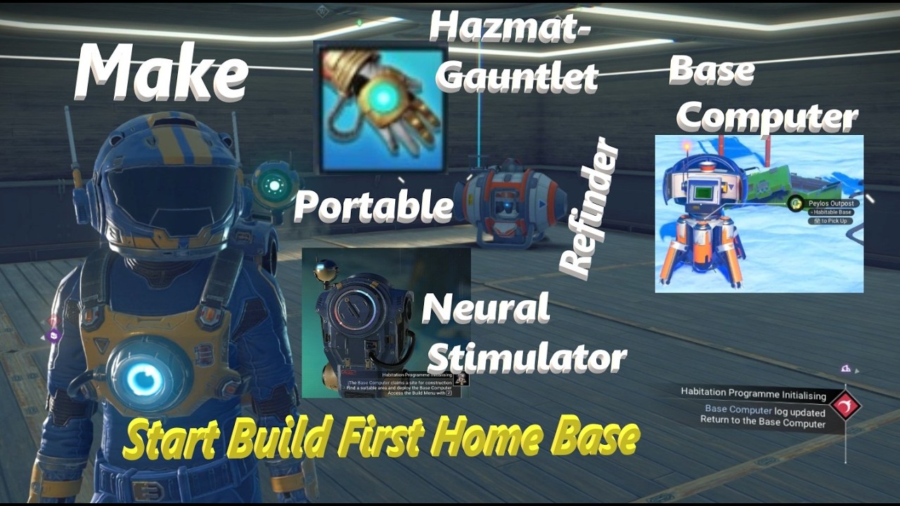 No Man's Sky, Start Build First Home Base, Make Portable Refinder,Transfer Copper to Chromatic Metal