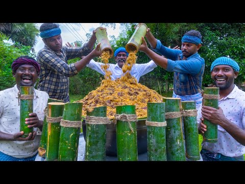 BAMBOO BIRYANI | Mutton Biryani Cooking in Bamboo | Steamed Bamboo Biryani Recipe Cooking in Village