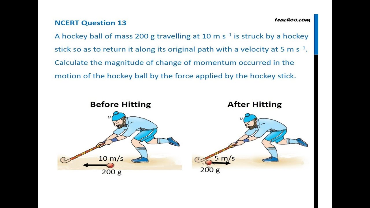 A hockey ball of mass 200g travelling at 10m/s is stuck by a hockey stick so as to.. science