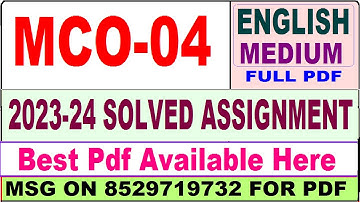 mco 04 solved assignment 2023-24 || mco 04 solved assignment 2024 in english || ignou mco04