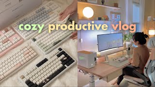 Cozy Productive Vlog | Simple morning routine, organizing my keyboards, Tulip DIY decor for my desk