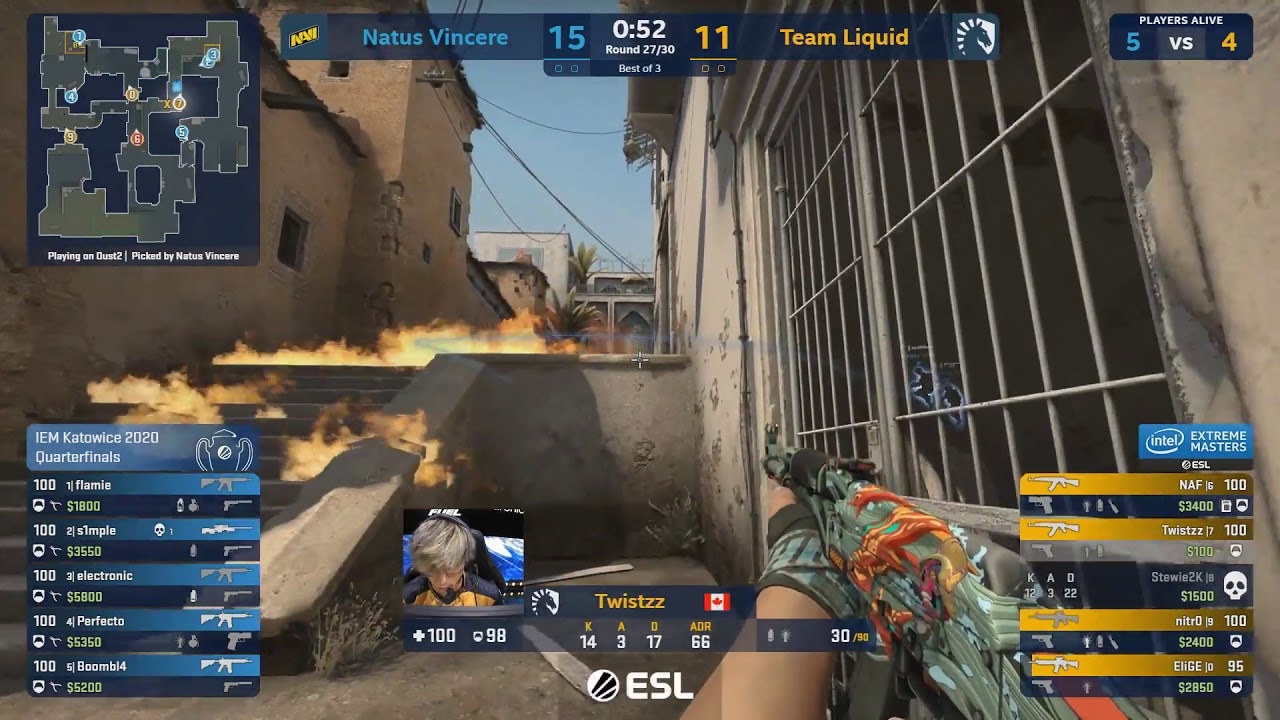 S1MPLE INSANE 360° NO SCOPE AGAINST TEAM LIQUID | DUST2 |  NA'VI VS TEAM LIQUID | IEM KATOWICE 2020