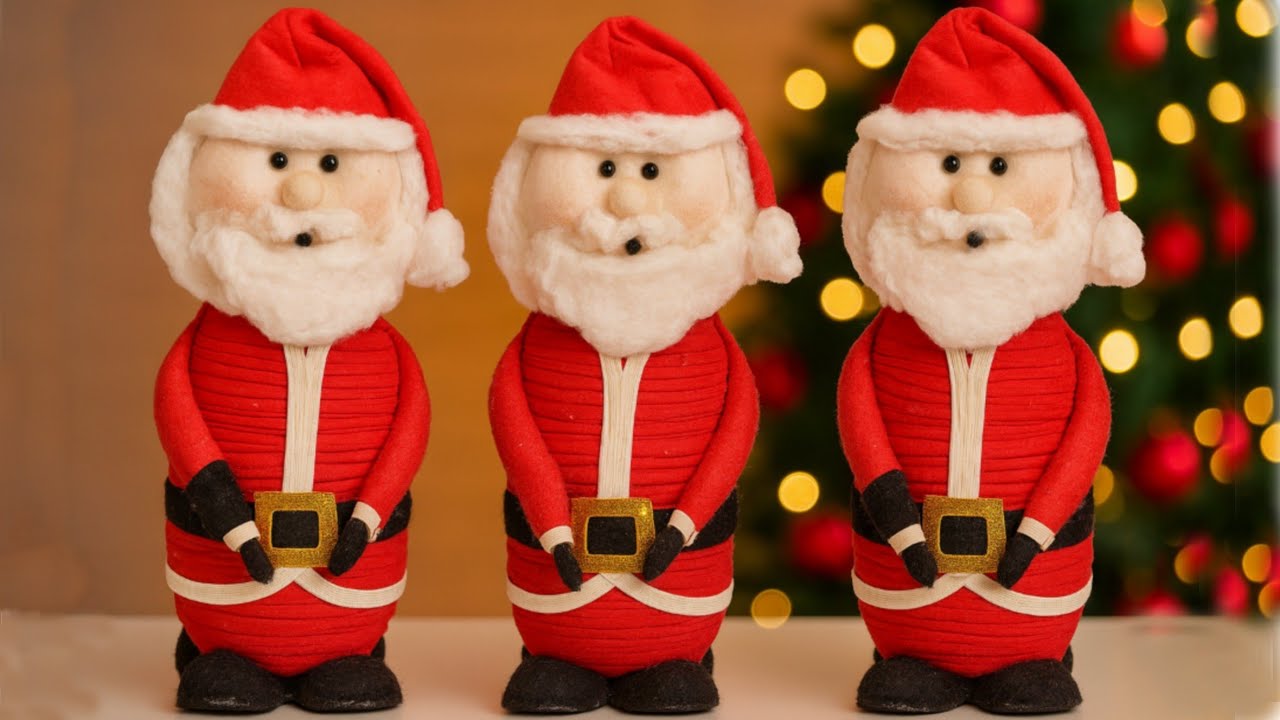 Papai Noel com garrafa pet / Como Fazer Papai Noel / How to make Santa Claus out of plastic bottles