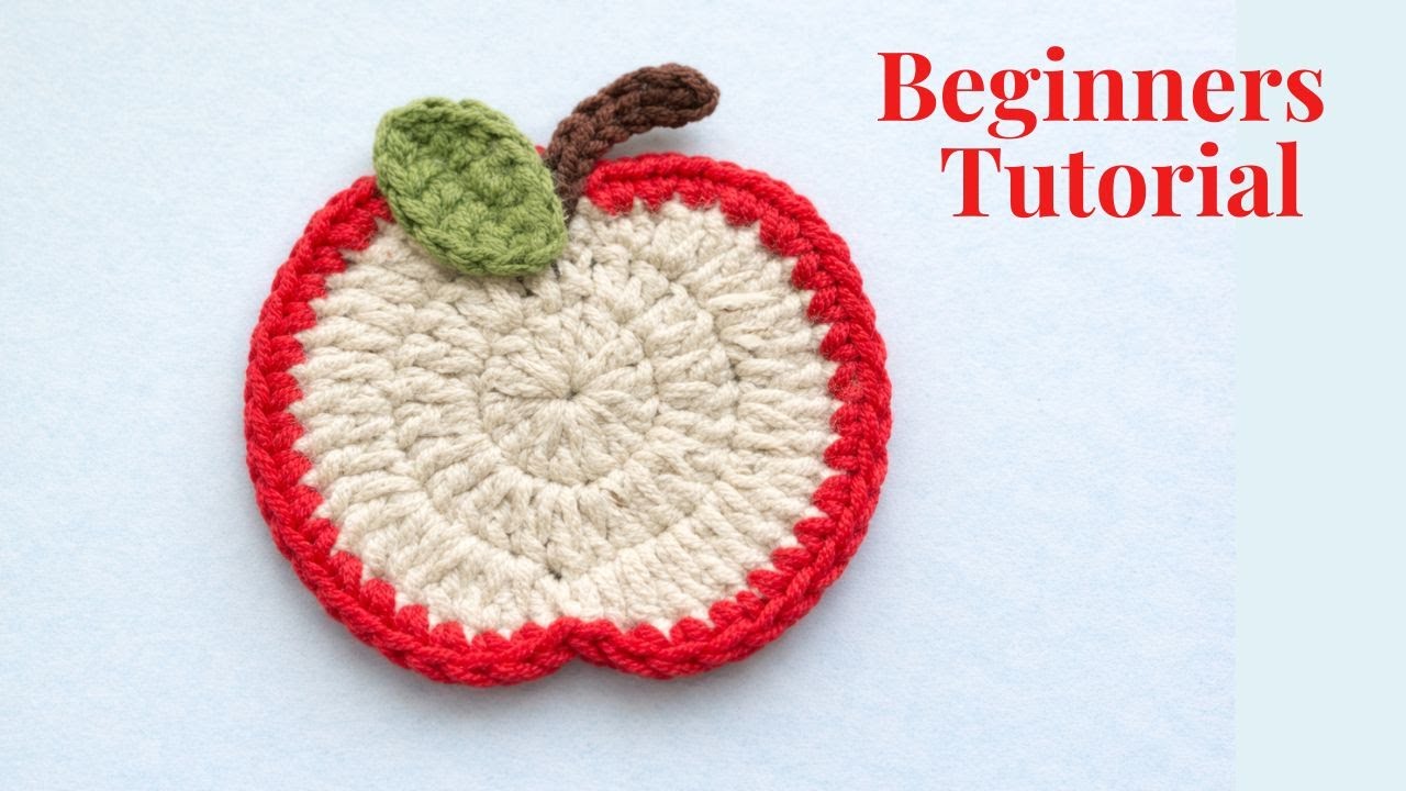 Easy Crochet Apple Coaster for beginners 🍎