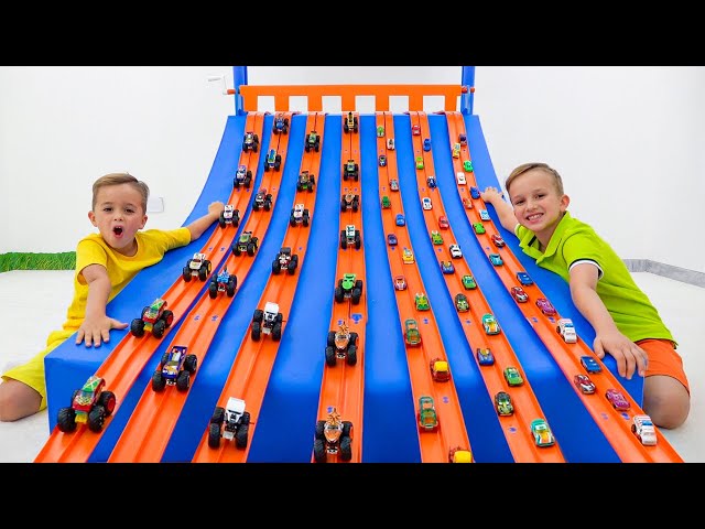 Vlad and Niki play with Toy cars and have fun with new Playsets class=
