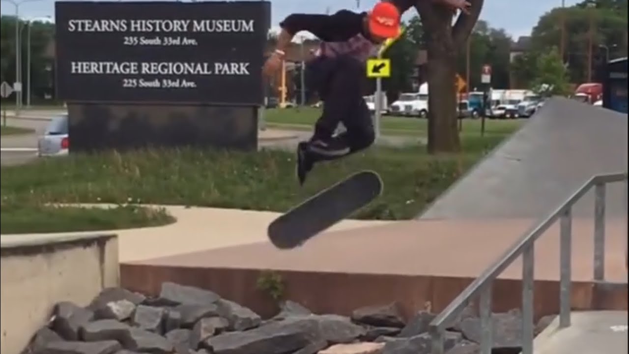 Switch tre flip at the old St. Cloud skate plaza 