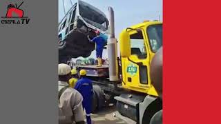 ACCIDENT BETWEEN A TRAIN AND A BRT BUS THAT WAS CARRYING GOVERNMENT OFFICIAL TO THEIR WORK PLACE