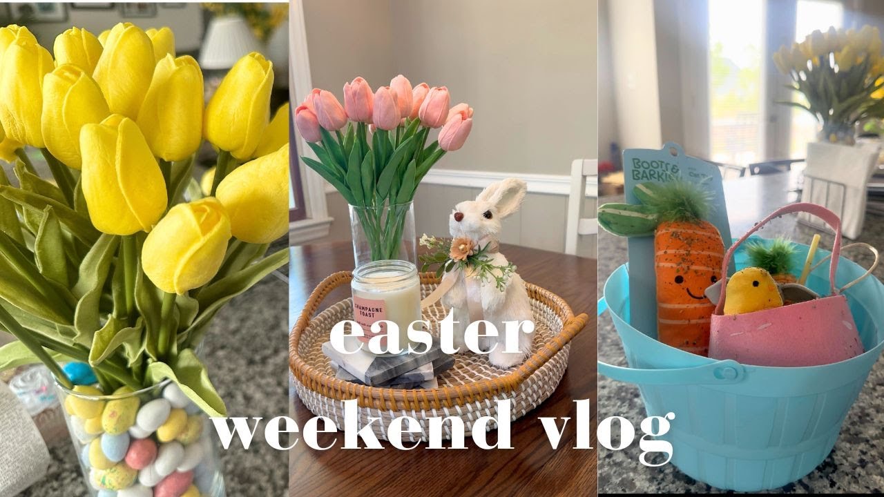 EASTER WEEKEND VLOG | coloring eggs, baking, celebrating - YouTube