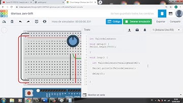Lectura de potenciometro conectado a tarjeta arduino uno con tinkercad