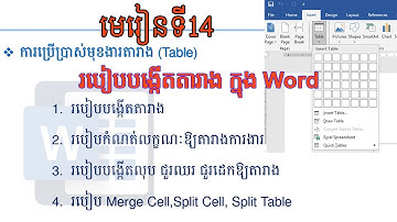 Lesson14 How To Create Table In Word , មេរៀនទី14 របៀបបង្កើតតារាងក្នុងWord