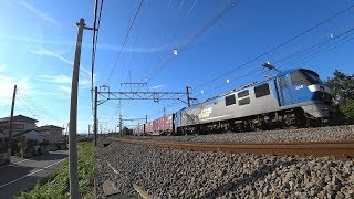 〔4K UHD|ac〕JR貨物・高崎（八高）線：倉賀野～北藤岡・新町駅間、「EF210形」牽引貨物列車+E231系/走行シーン。《3096レ》