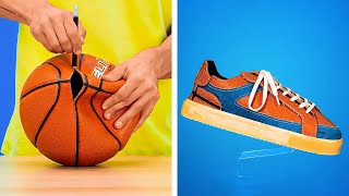 AMAZING SHOES MADE OF A BASKETBALL || DIY SHOE AND RESTORATION IDEAS
