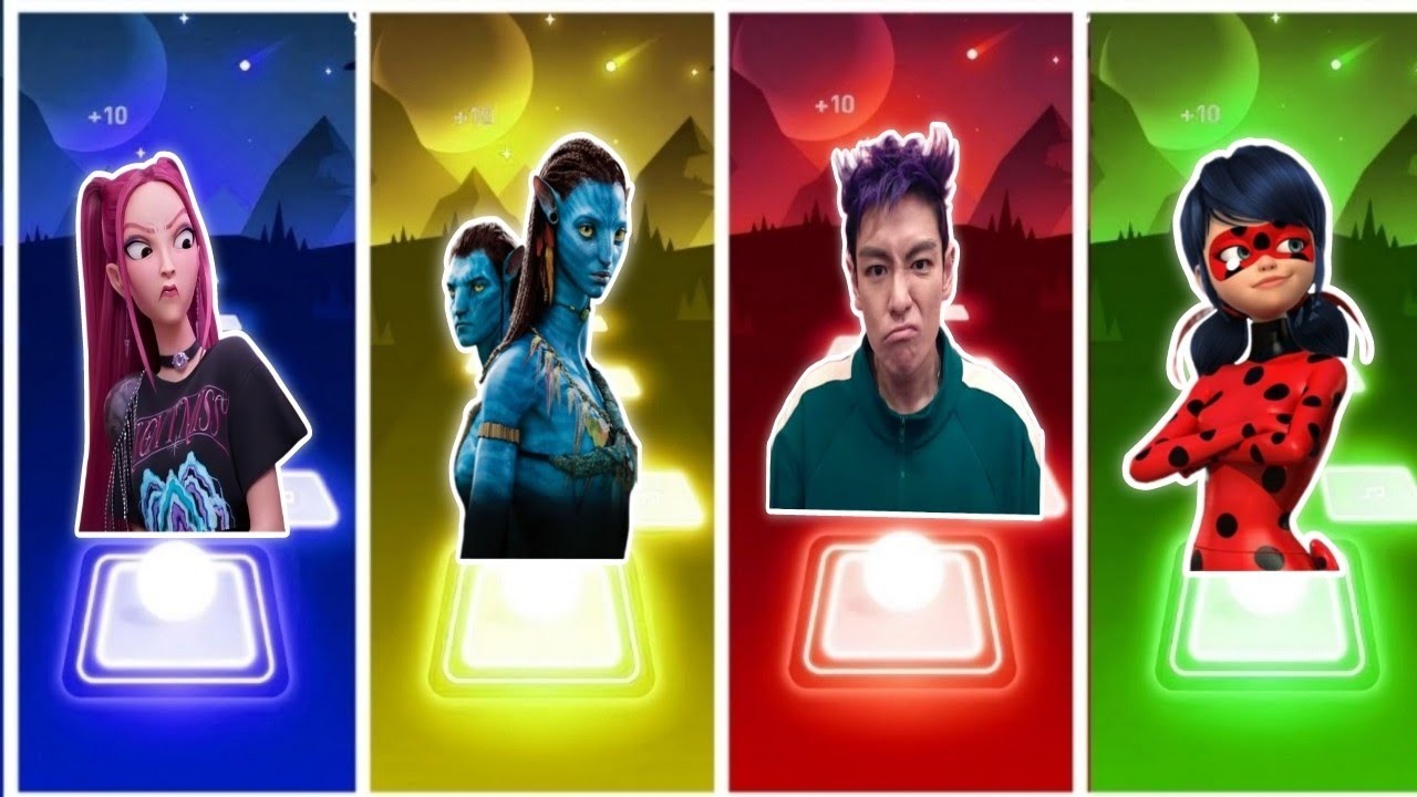 Kpop demon hunters VS Lady bug VS Avatar VS Calmar Tiles Hop EDM Rush Caffen Danse sog Cover 