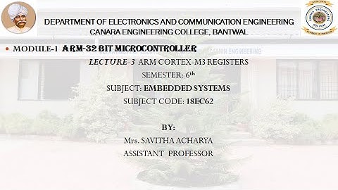 VTU EMBEDDED SYSTEMS (18EC62) M1 L3 CORTEX-M3 REGISTERS