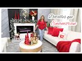 COMO DECORAR TU SALA COMO DE REVISTA PARA NAVIDAD🎄DECORACION en Rojo y Dorado❣️