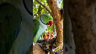 Mother Parrot Feeding Her Children #feeding #birds #nature