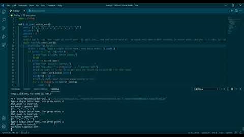 Word guessing game with python