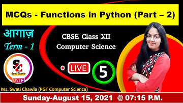 Functions in Python (LIVE) - Part - 2 | MCQs for Term 1 | Class 12 Computer Science