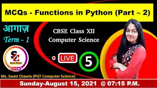 Functions in Python (LIVE) - Part - 2 | MCQs for Term 1 | Class 12 Computer Science