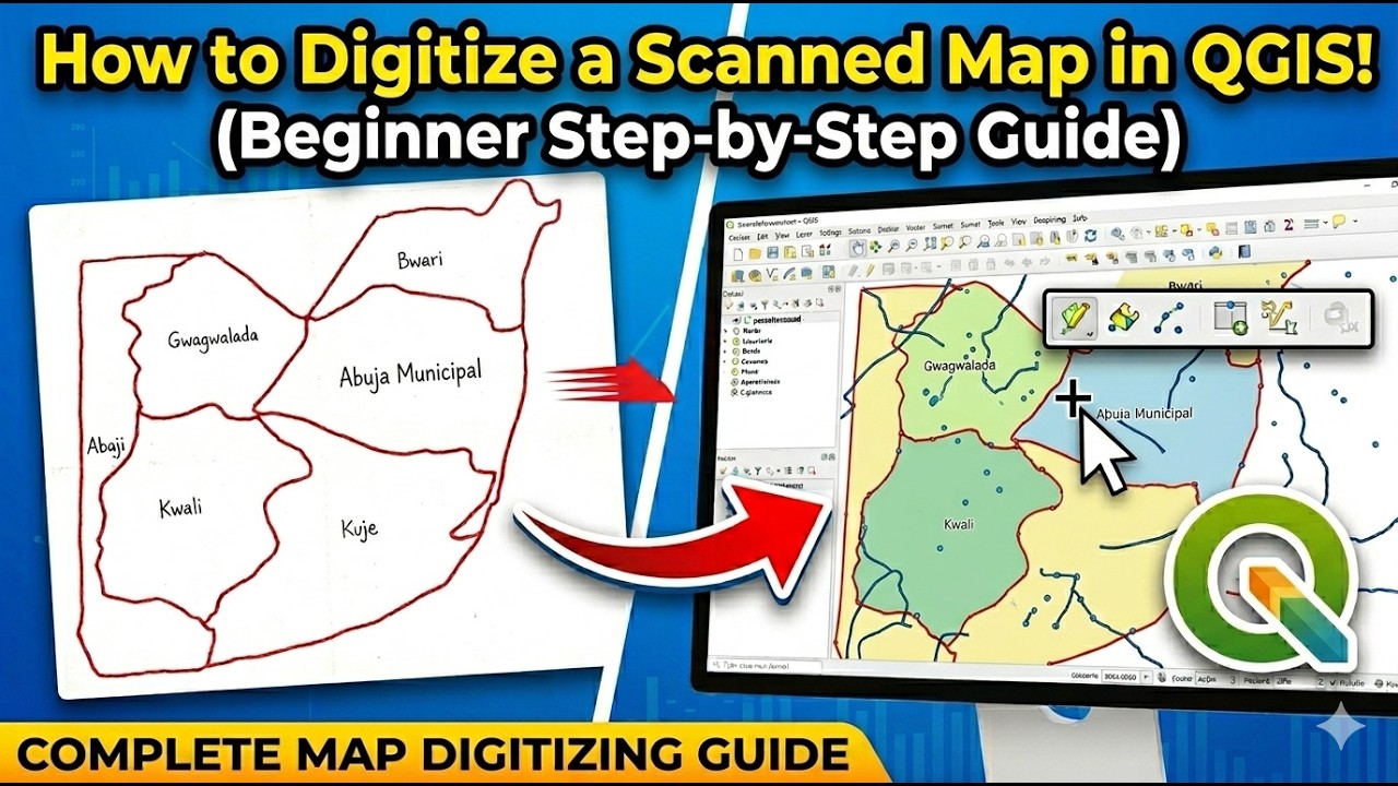 How to Digitize a Scanned Map in QGIS Beginner Step by Step Guide - YouTube