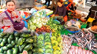 ตลาดผักสดกัมพูชา. อาหารประจำวัน ผัก ส้ม ปลา l ทัวร์ตลาดกัมพูชา