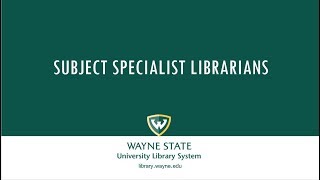 Subject Specialist Librarians