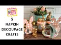 5 napkin decoupage crafts for spring and easter decor