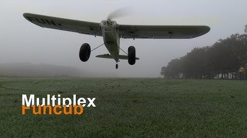 Multiplex Funcub flying in the fog (takeoff