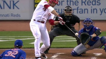 NYM@CIN: Votto singles, extends on-base streak