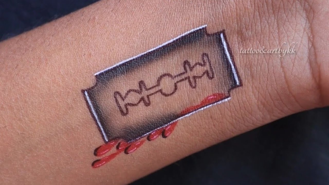 Bloody razor blade tattoo  Tattoogridnet