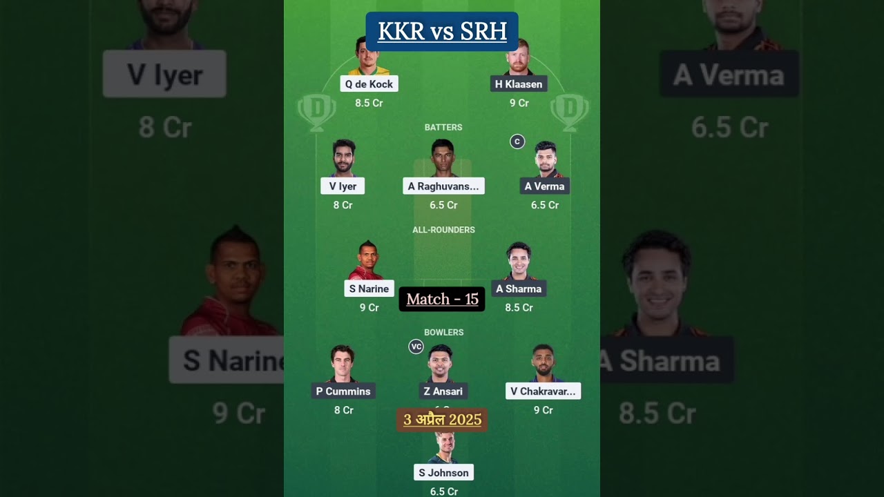 KKR vs SRH Dream 11 Team | My11Circle Prediction | IPL 2025 Fantasy Tips & Tricks