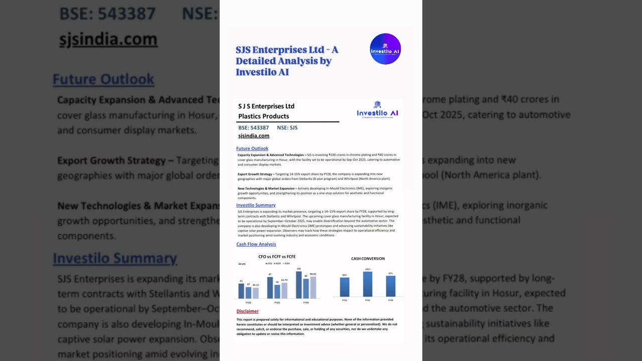 📢 SJS Enterprises Stock Analysis | AI-Powered Insights by Investilo AI  