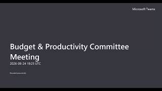 September 2026 Budget & Productivity Committee Meeting