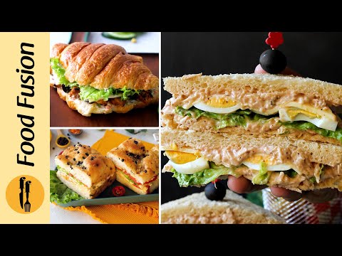 3 Easy Mayo Sandwich (Chicken, Veg and Potato) Recipes By Food Fusion
