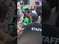 Former Celtics star Jaylen Brown greets fans at Boston block party