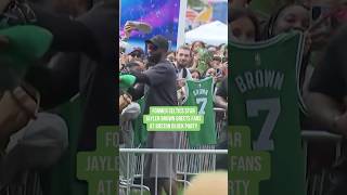 Former Celtics star Jaylen Brown greets fans at Boston block party