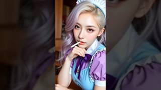 Asian Smoking Maid Cafe Short Ai