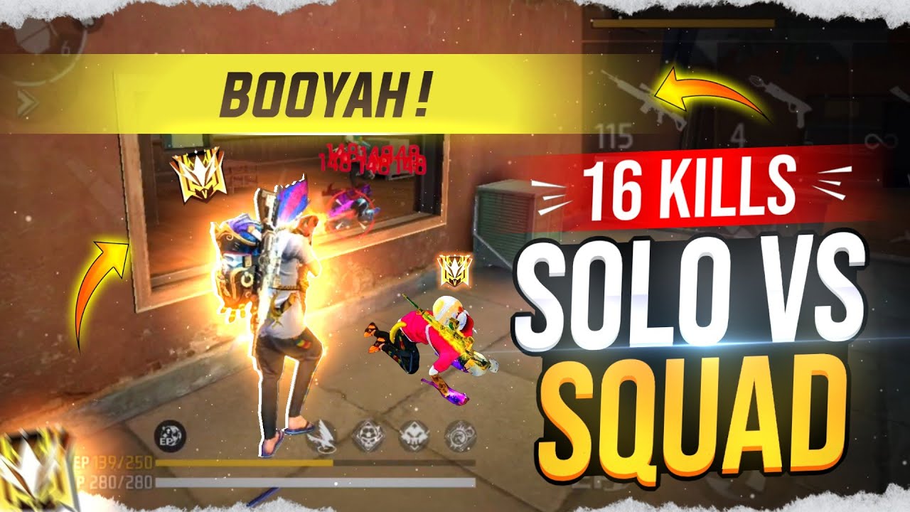 SOLO VS SQUADS MATCH IN HARD LOBBY 🥶 // FREE FIRE 1 VS 4 RANKED MATCH ...