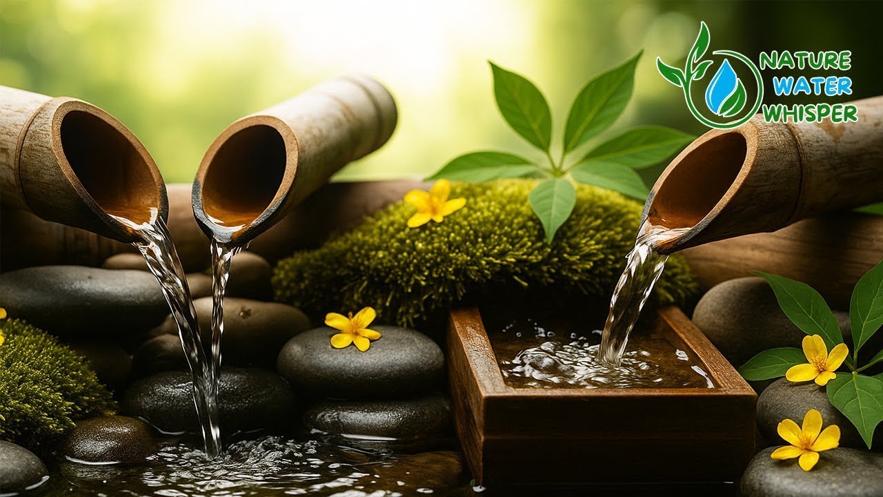 Zen Bamboo Water Fountain Sounds for Deep Relaxation & Sleep | Gentle Streams & Meditative Nature