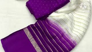 pure chiffon zari weaven saree with satin pattu border.Shaded color range white . screenshot 1