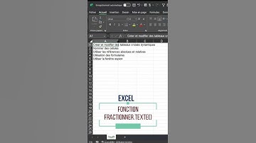 Nouvelle Fonction Excel Sous Excel | FRACTIONNER.TEXTE()