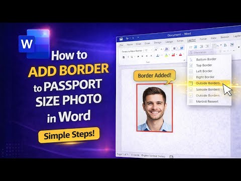 How to Add Border to Passport Size Photo in Word | Photo Formatting Tutorial