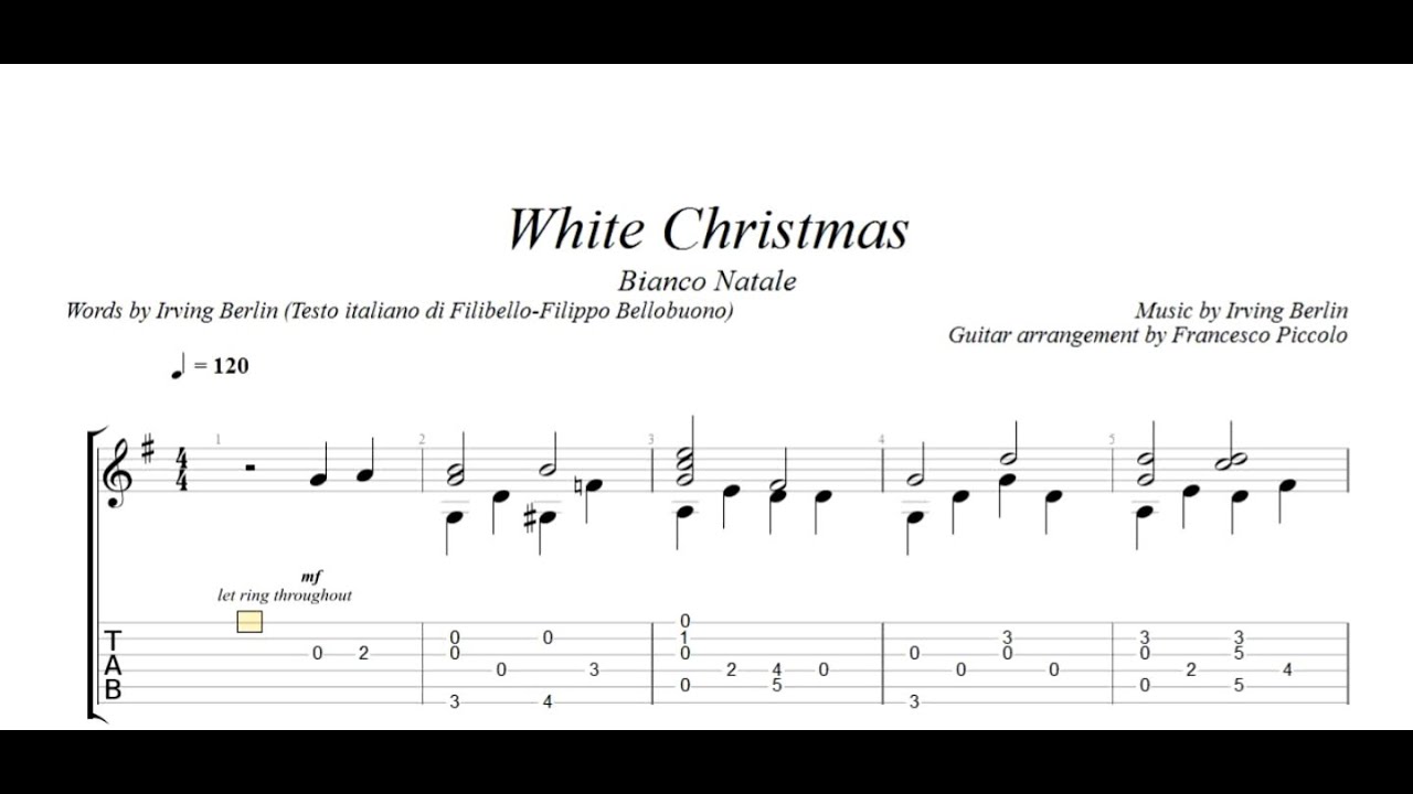 Bianco Natale Testo.Fingerstyle Guitar White Christmas Bianco Natale From Christmas Tunes Nr 5 Youtube