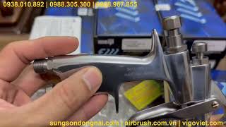 Súng phun sơn F-111-P08P Meiji Nhật sử dụng với bơm sơn hoặc nồi trộn